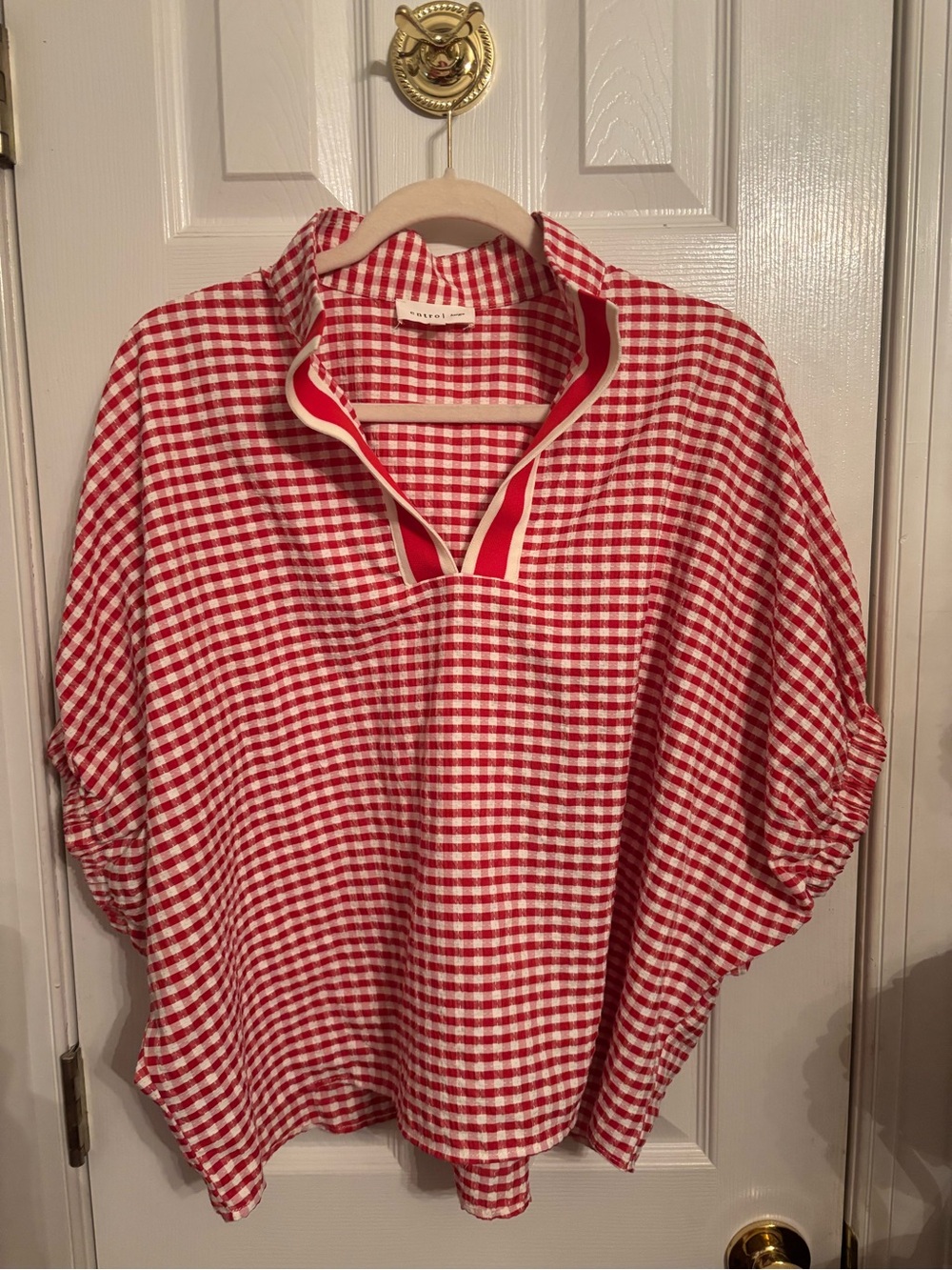 entro Red & White Gingham Pullover Top